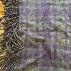 Gray & Purple Wool blend Scarf with fringe